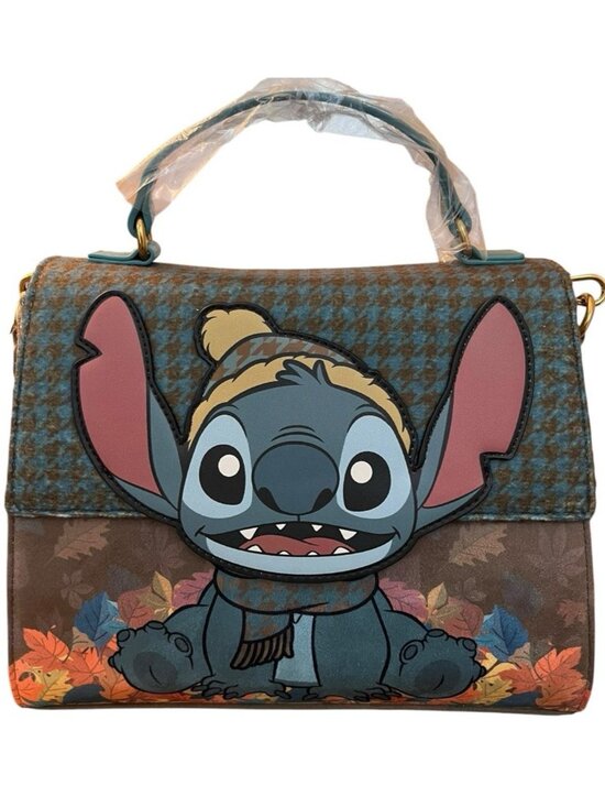Loungefly Handbags - Loungefly Disney Lilo & Stitch Autumn Leaves Houndstooth Crossbody Satchel NWT